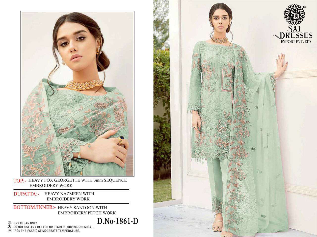 SAI DRESSES PRESENT D.NO 1841 A TO 1841 D WEDDING WEAR EMBROIDERED PAKISTANI DESIGNER SUITS IN WHOLESALE RATE IN SURAT
