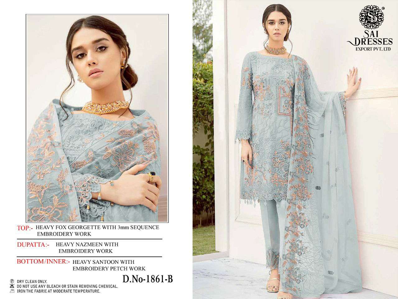 SAI DRESSES PRESENT D.NO 1841 A TO 1841 D WEDDING WEAR EMBROIDERED PAKISTANI DESIGNER SUITS IN WHOLESALE RATE IN SURAT