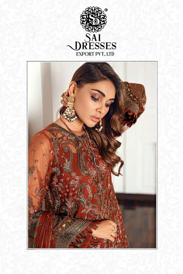 SAI DRESSES PRESENT D.NO 1881 A TO 1881 D WEDDING WEAR EMBROIDERED PAKISTANI DESIGNER SUITS IN WHOLESALE RATE IN SURAT