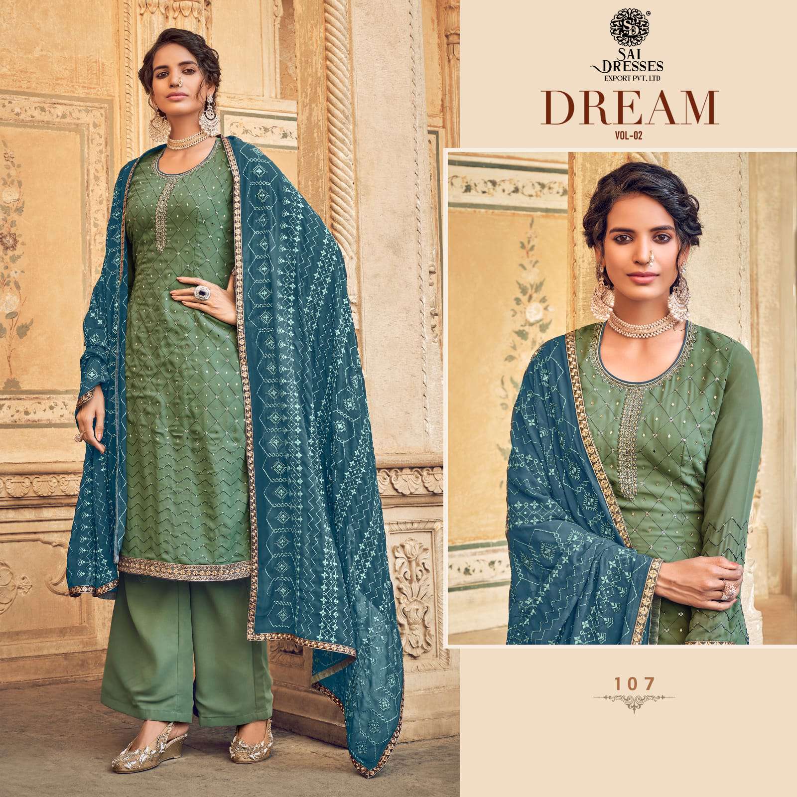 SAI DRESSES PRESENT DREAM VOL 2 EXCLUSIVE EMBROIDERED PARTY WEAR DESIGNER SUITS IN WHOLESALE RATE IN SURAT 