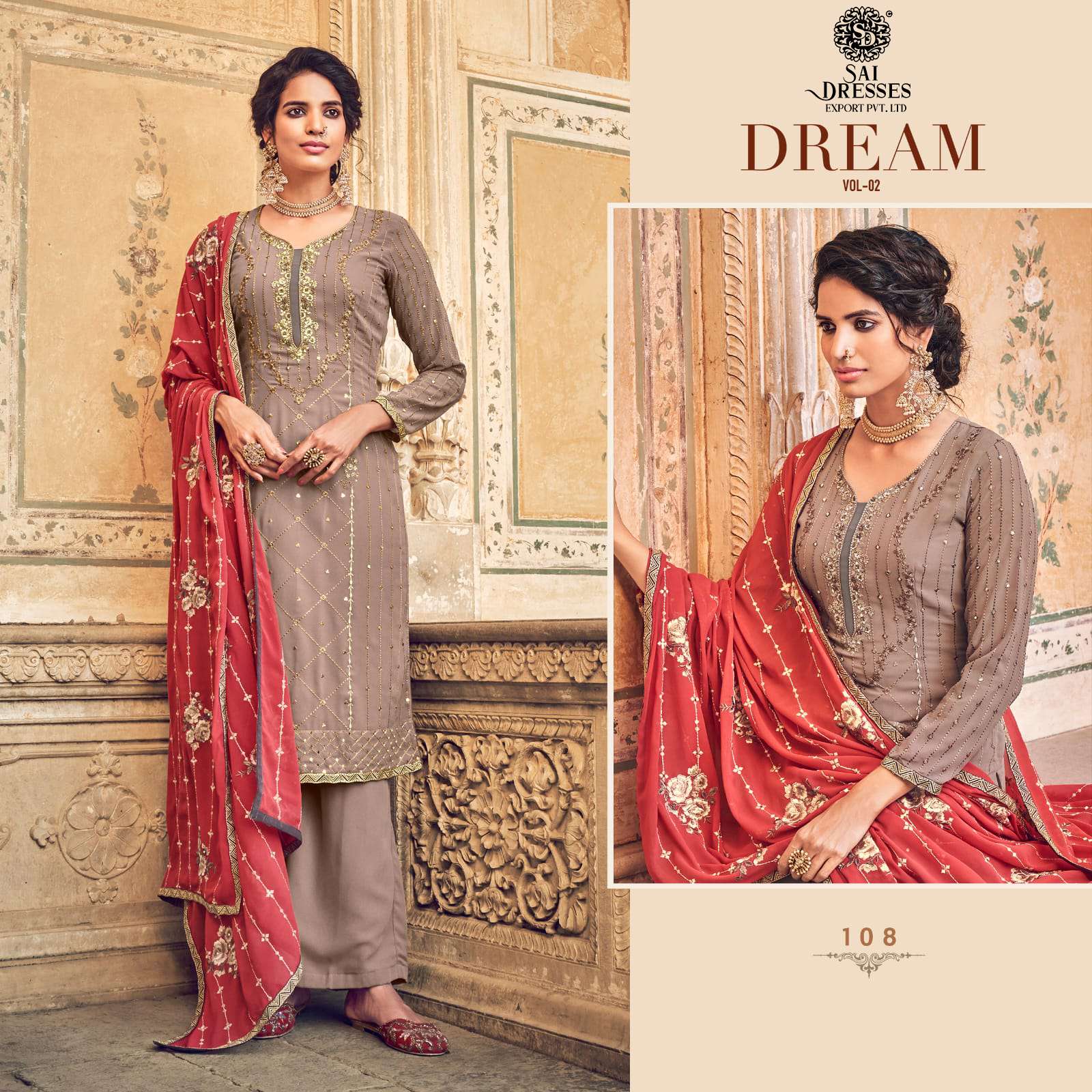 SAI DRESSES PRESENT DREAM VOL 2 EXCLUSIVE EMBROIDERED PARTY WEAR DESIGNER SUITS IN WHOLESALE RATE IN SURAT 