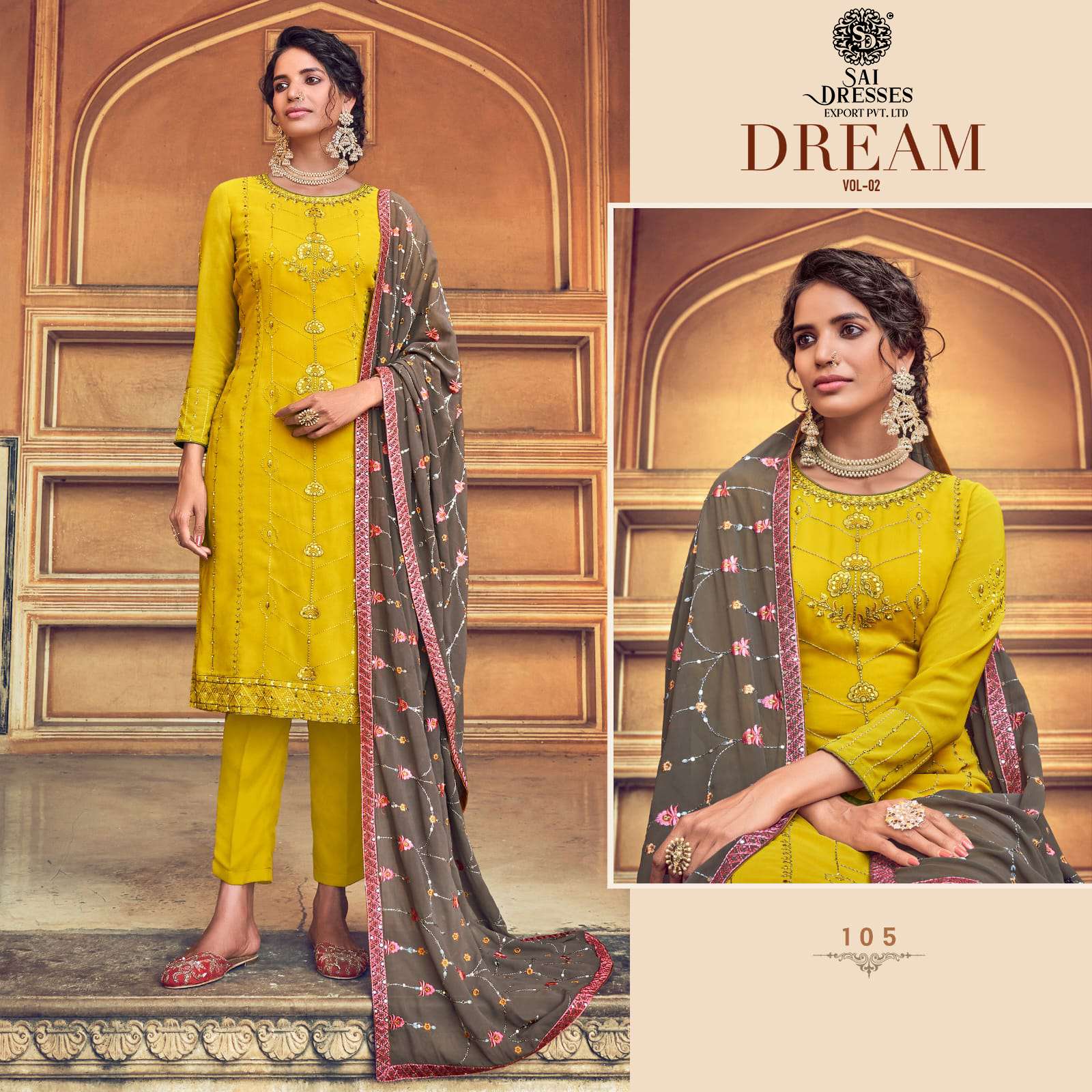 SAI DRESSES PRESENT DREAM VOL 2 EXCLUSIVE EMBROIDERED PARTY WEAR DESIGNER SUITS IN WHOLESALE RATE IN SURAT 