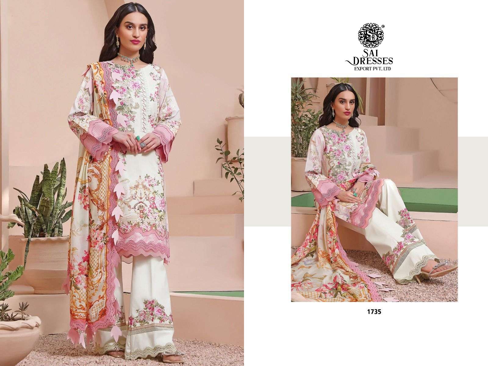 SAI DRESSES  PRESENT FIRDOUS QUEENS COURT REMIX PURE COTTON EMBROIDERED PAKISTANI SALWAR SUITS IN WHOLESALE RATE IN SURAT