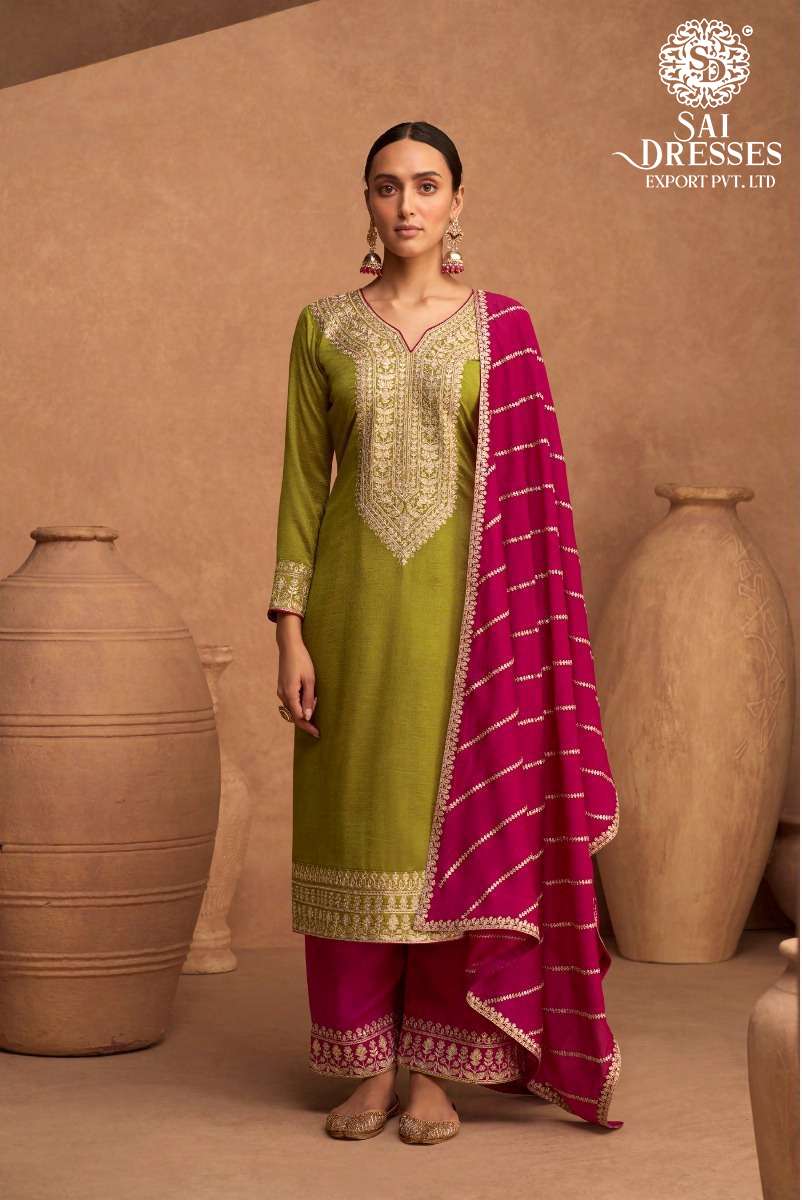 Party Wear Mehndi Color Sequence Work Salwar Suit – vastracloth