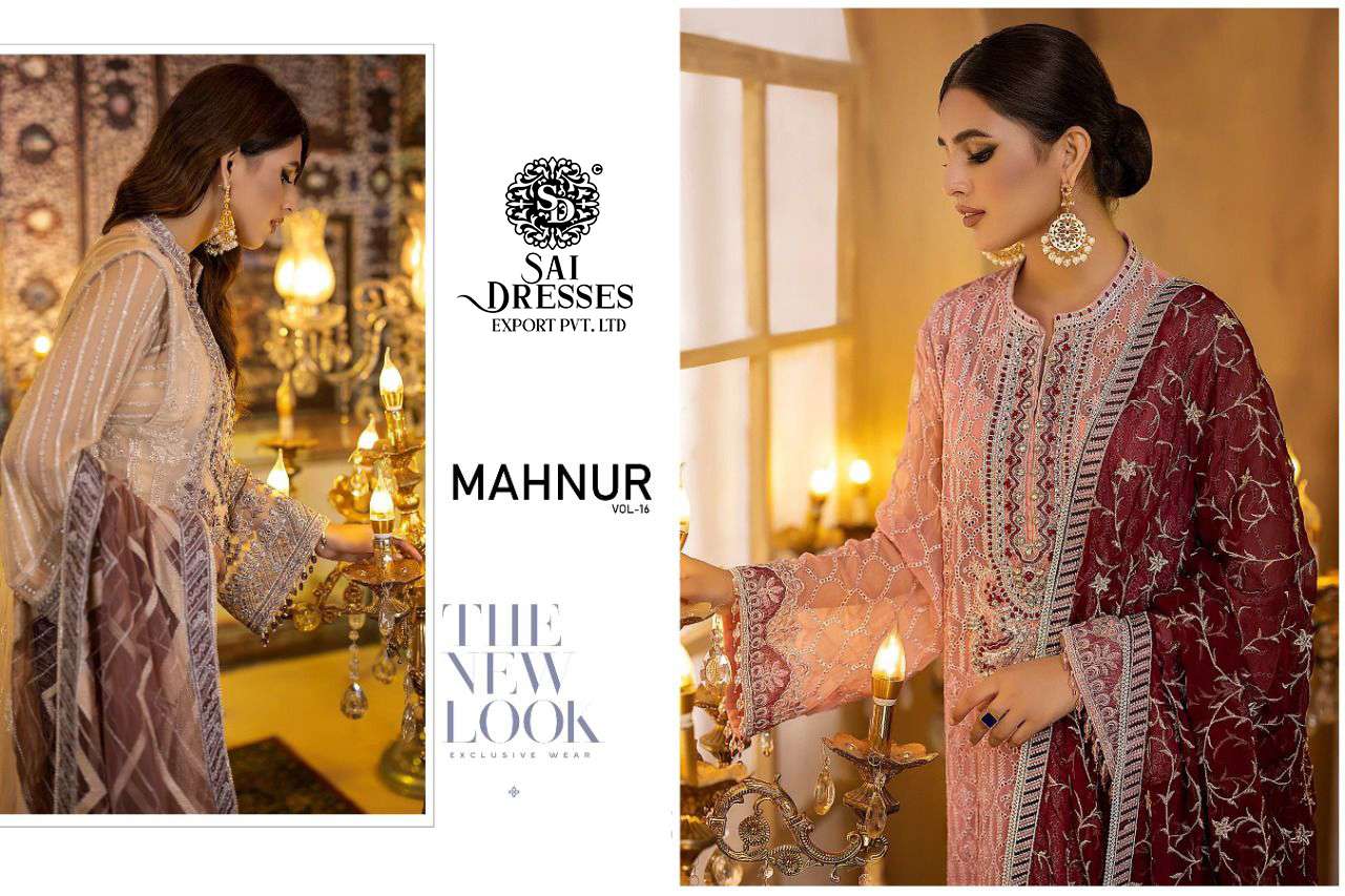 SAI DRESSES PRESENT MAHNUR VOL 16 SEMI STITCHED BRIDAL CONCEPT PAKISTANI DESIGNER SUITS IN WHOLESALE RATE IN SURAT