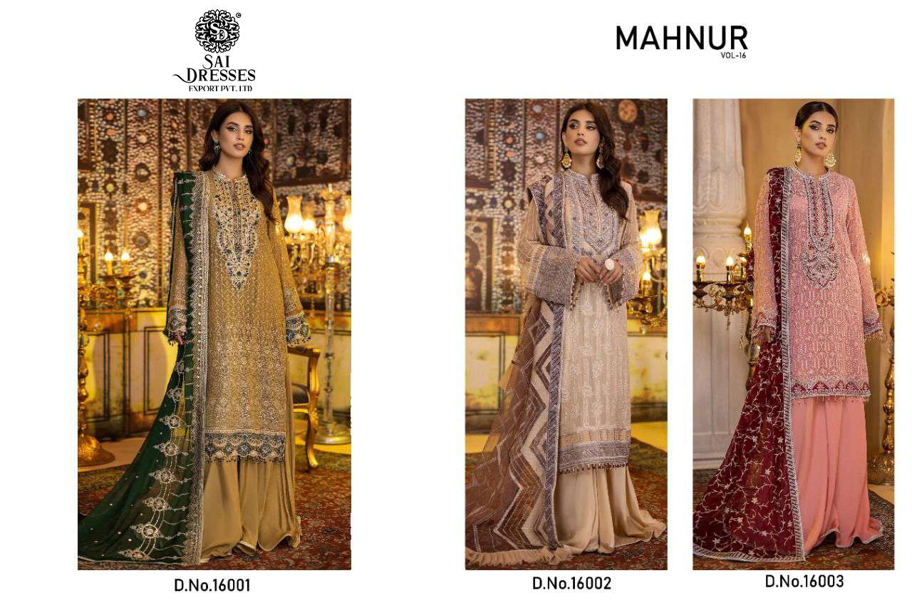 SAI DRESSES PRESENT MAHNUR VOL 16 SEMI STITCHED BRIDAL CONCEPT PAKISTANI DESIGNER SUITS IN WHOLESALE RATE IN SURAT