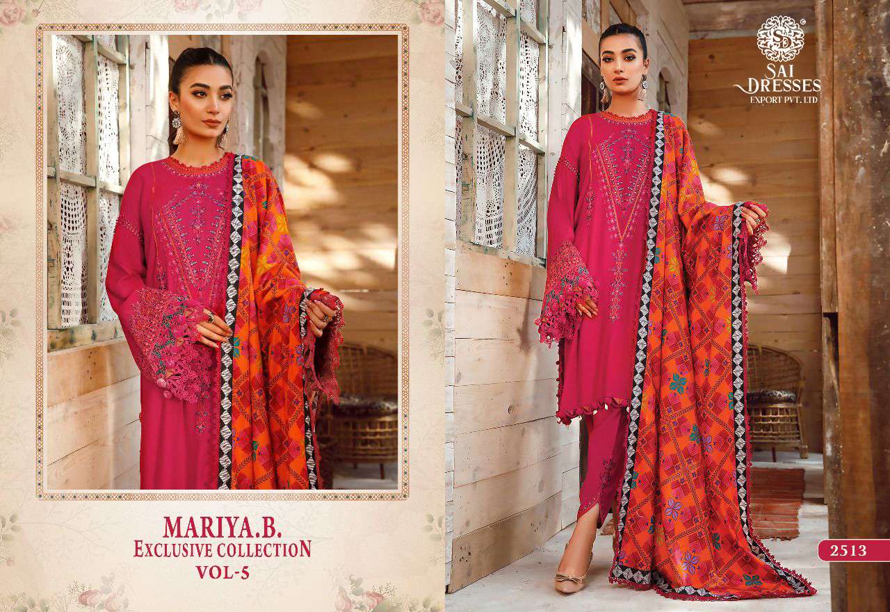 SAI DRESSES PRESENT MARIA B EXCLUSIVE COLLECTION VOL 5 HEAVY KASMIRI SELF EMBROIDERED DESIGNER PAKISTANI SALWAR SUITS IN WHOLESALE RATE IN SURAT
