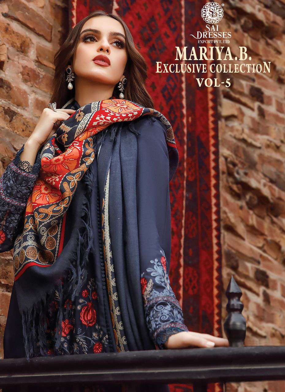 SAI DRESSES PRESENT MARIA B EXCLUSIVE COLLECTION VOL 5 HEAVY KASMIRI SELF EMBROIDERED DESIGNER PAKISTANI SALWAR SUITS IN WHOLESALE RATE IN SURAT