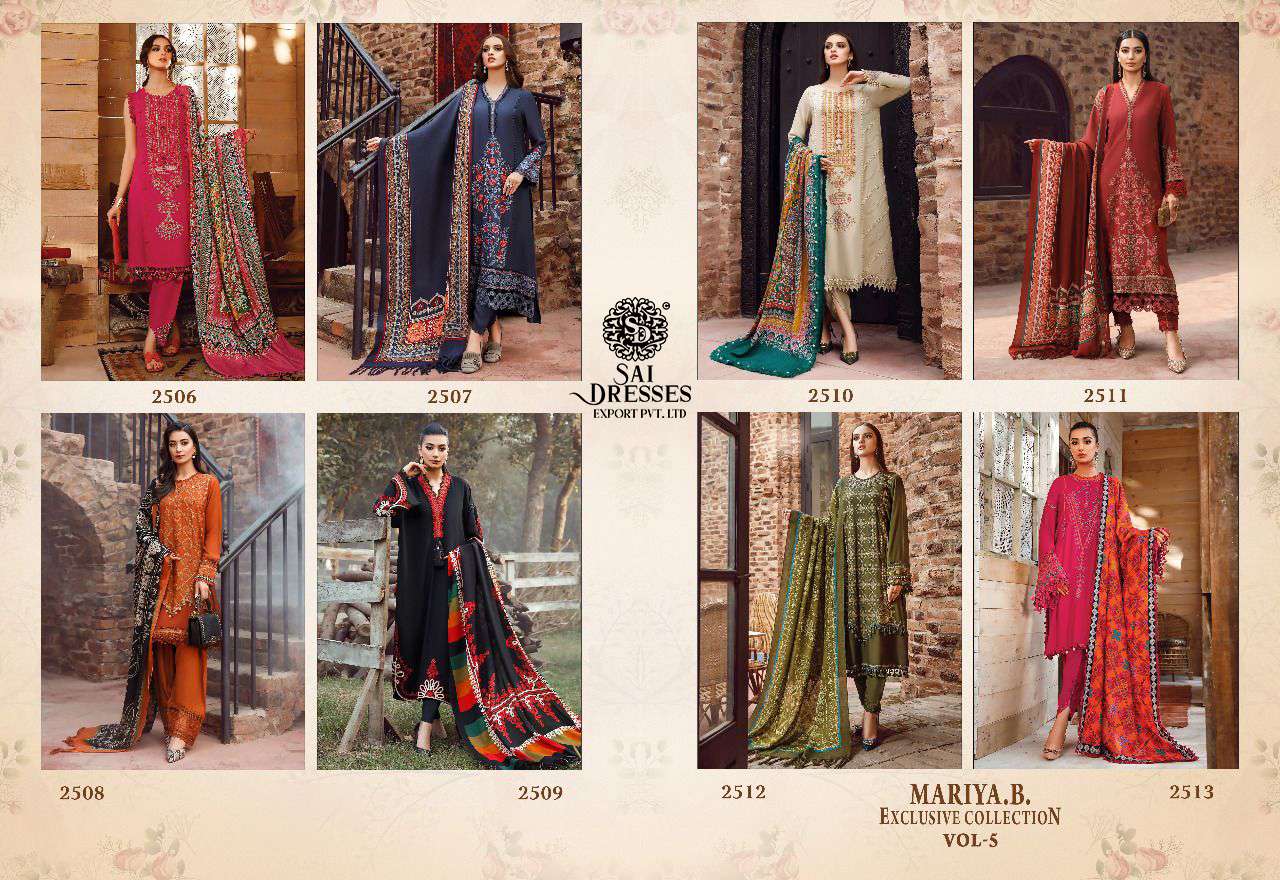SAI DRESSES PRESENT MARIA B EXCLUSIVE COLLECTION VOL 5 HEAVY KASMIRI SELF EMBROIDERED DESIGNER PAKISTANI SALWAR SUITS IN WHOLESALE RATE IN SURAT