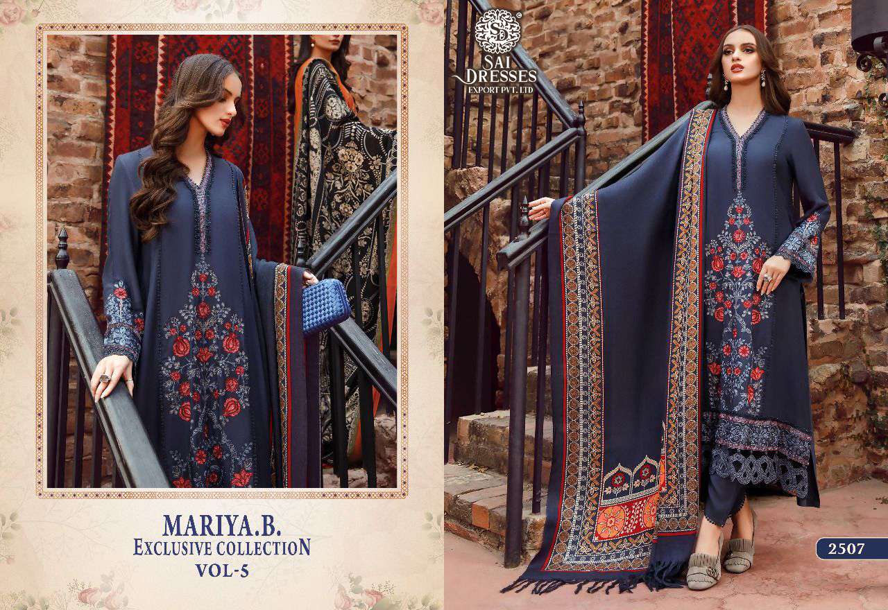 SAI DRESSES PRESENT MARIA B EXCLUSIVE COLLECTION VOL 5 HEAVY KASMIRI SELF EMBROIDERED DESIGNER PAKISTANI SALWAR SUITS IN WHOLESALE RATE IN SURAT