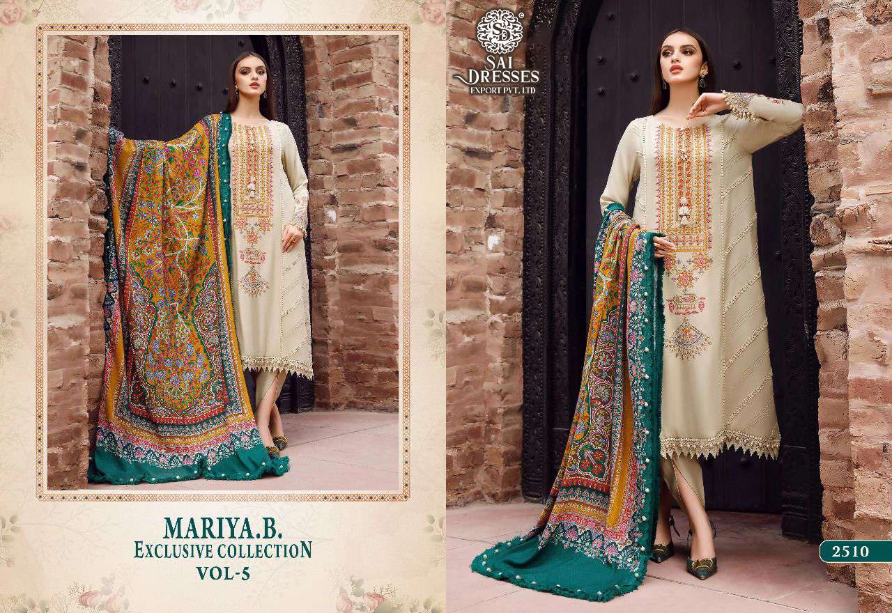 SAI DRESSES PRESENT MARIA B EXCLUSIVE COLLECTION VOL 5 HEAVY KASMIRI SELF EMBROIDERED DESIGNER PAKISTANI SALWAR SUITS IN WHOLESALE RATE IN SURAT