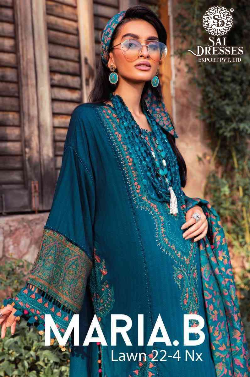SAI DRESSES PRESENT MARIA B LAWN 22 VOL 4 NX PURE COTTON SELF EMBROIDERED PAKISTANI DESIGNER SUITS IN WHOLESALE RATE IN SURAT