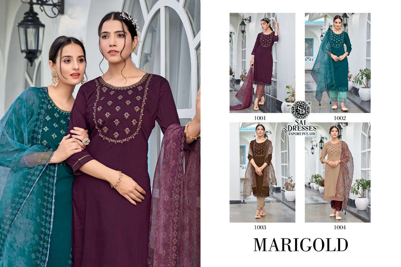 SAI DRESSES PRESENT MARIGOLD READY TO FESTIVE WEAR PANT STYLE DESIGNER SUITS IN WHOLESALE RATE IN SURAT