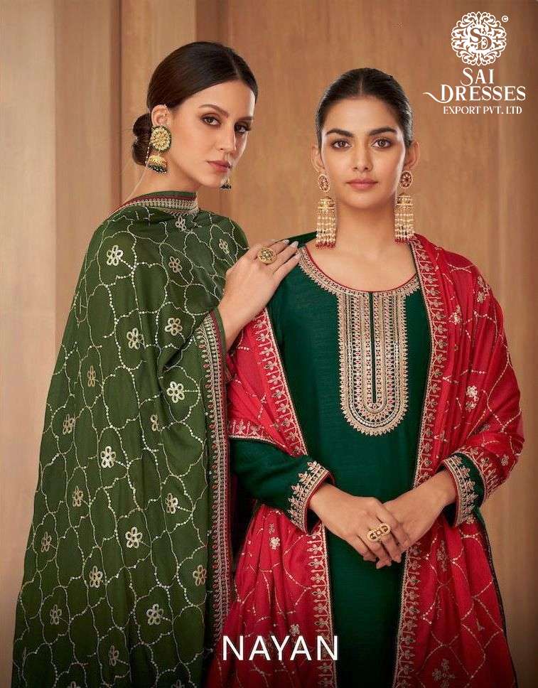 SAI DRESSES PRESENT NAYAN SILK EXCLUSIVE FANCY PARTY WEAR DESIGNER SALWAR SUITS IN WHOLESALE RATE IN SURAT