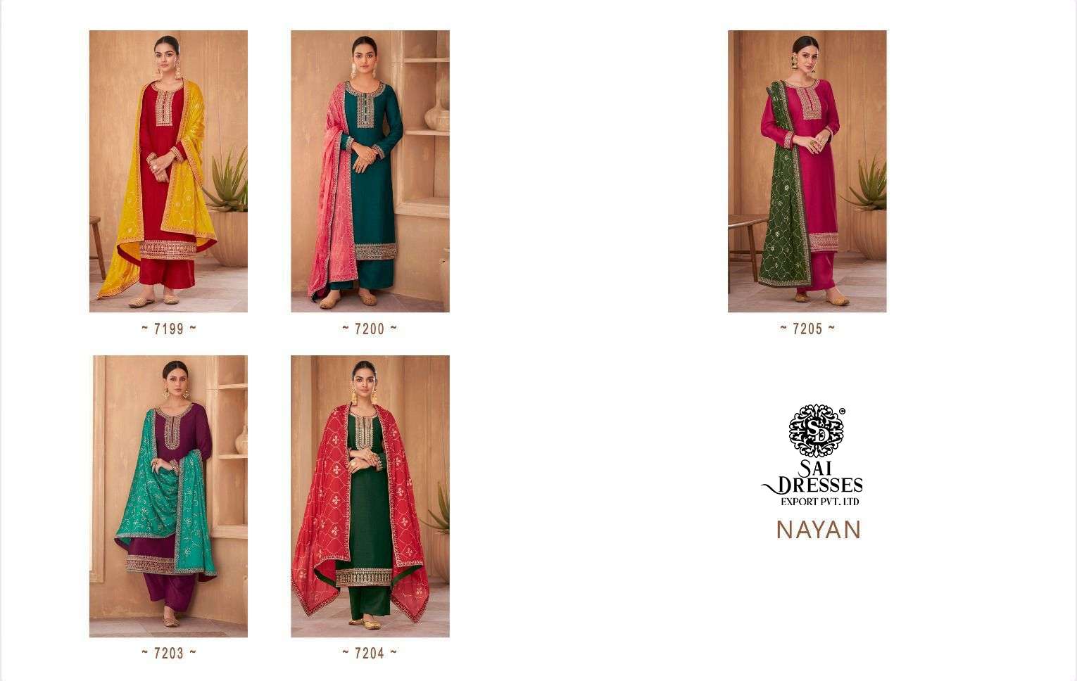 SAI DRESSES PRESENT NAYAN SILK EXCLUSIVE FANCY PARTY WEAR DESIGNER SALWAR SUITS IN WHOLESALE RATE IN SURAT