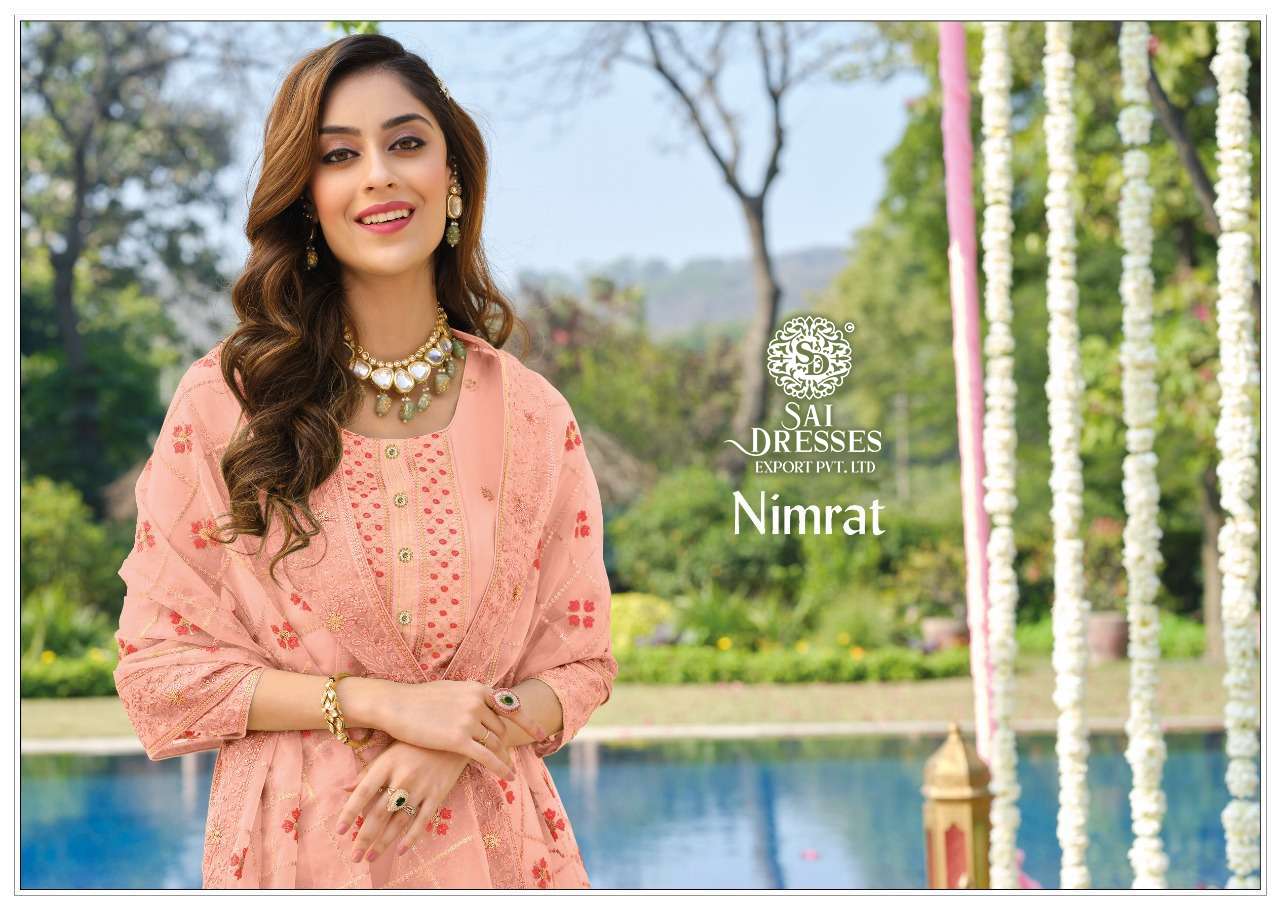 SAI DRESSES PRESENT NIMRAT PURE VISCOSE ORGANZA WITH EMBROIDERED SEMI STITCHED DESIGNER SALWAR SUITS IN WHOLESALE RATE IN SURAT