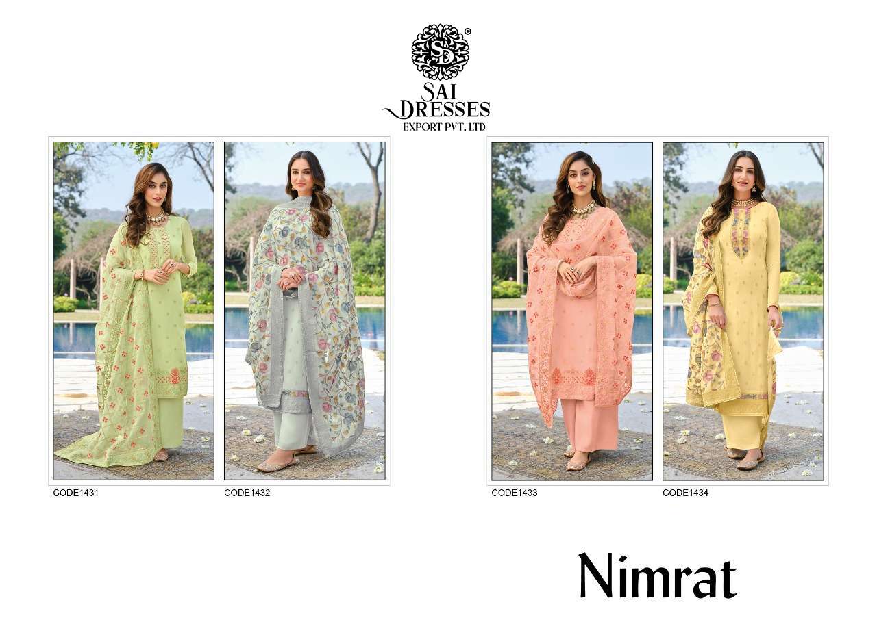 SAI DRESSES PRESENT NIMRAT PURE VISCOSE ORGANZA WITH EMBROIDERED SEMI STITCHED DESIGNER SALWAR SUITS IN WHOLESALE RATE IN SURAT