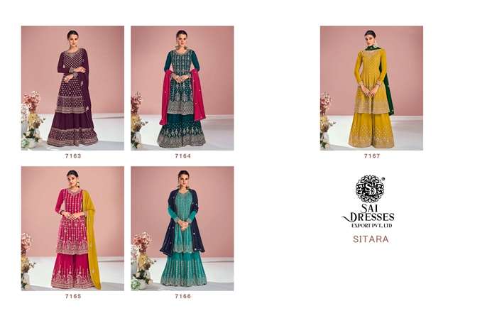 SAI DRESSES PRESENT SITARA READYMADE FESTIVE WEAR  SHARARA STYLE DESIGNER SUITS IN WHOLESALE RATE IN SURAT