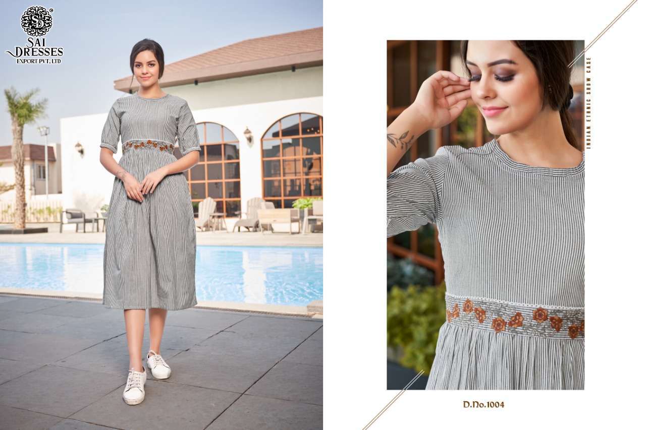 SAI DRESSES PRESENT VANILA READY TO STYLISH WEAR LATEST ONE PIECE CONCEPT  LONG DESIGNER KURTI COLLECTION IN WHOLESALE RATE IN SURAT