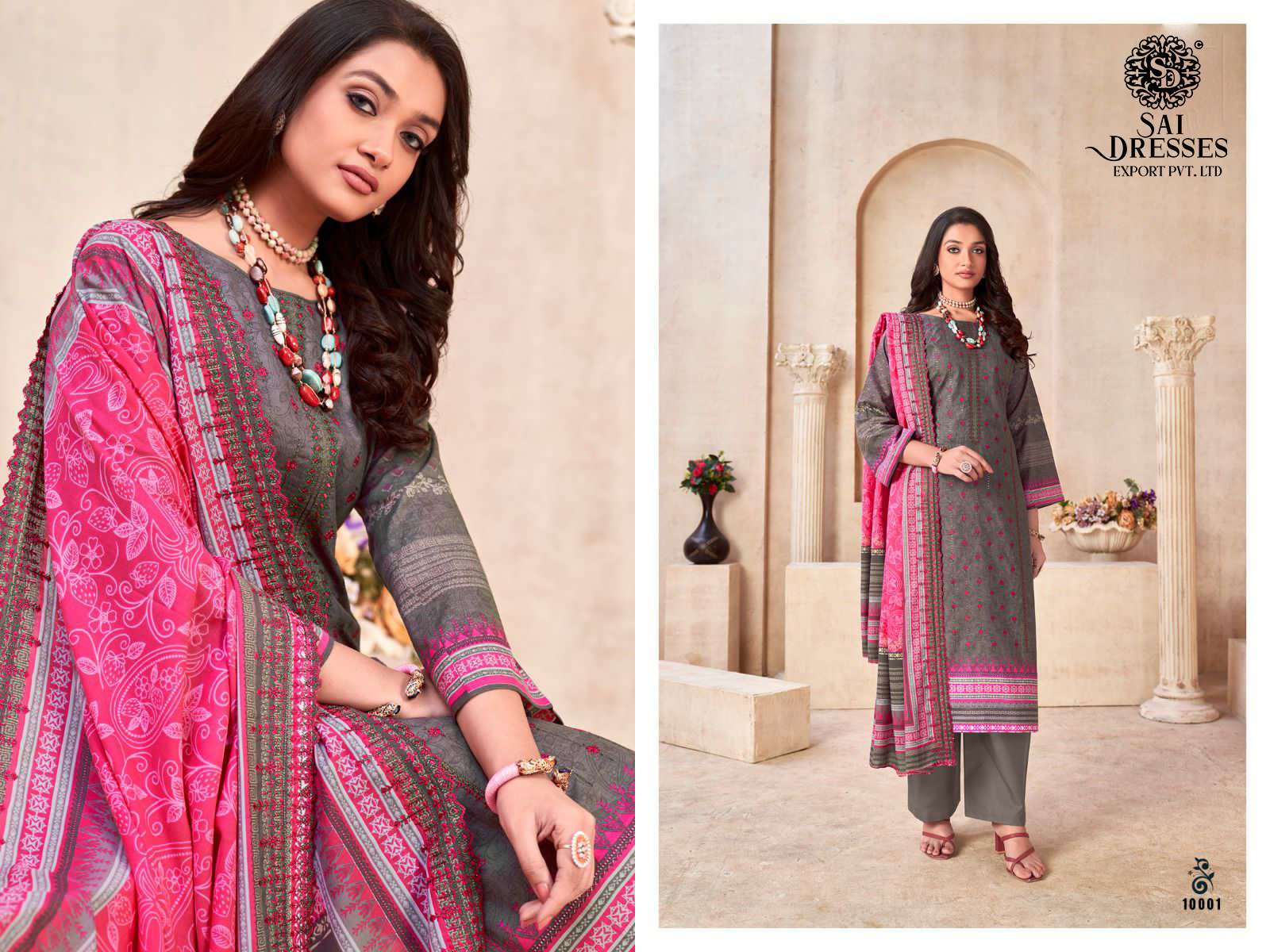 SAI DRESSES PRESENT BIN SAEED PURE LAWN SELF EMBROIDERED PAKISTANI DESIGNER SUITS IN WHOLESALE RATE IN SURAT