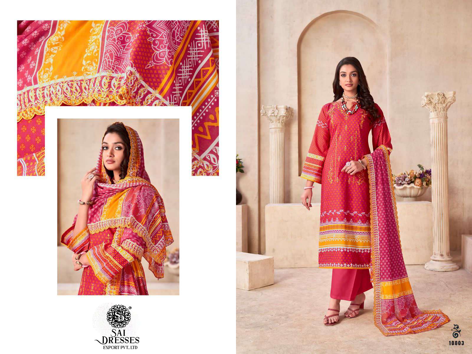 SAI DRESSES PRESENT BIN SAEED PURE LAWN SELF EMBROIDERED PAKISTANI DESIGNER SUITS IN WHOLESALE RATE IN SURAT