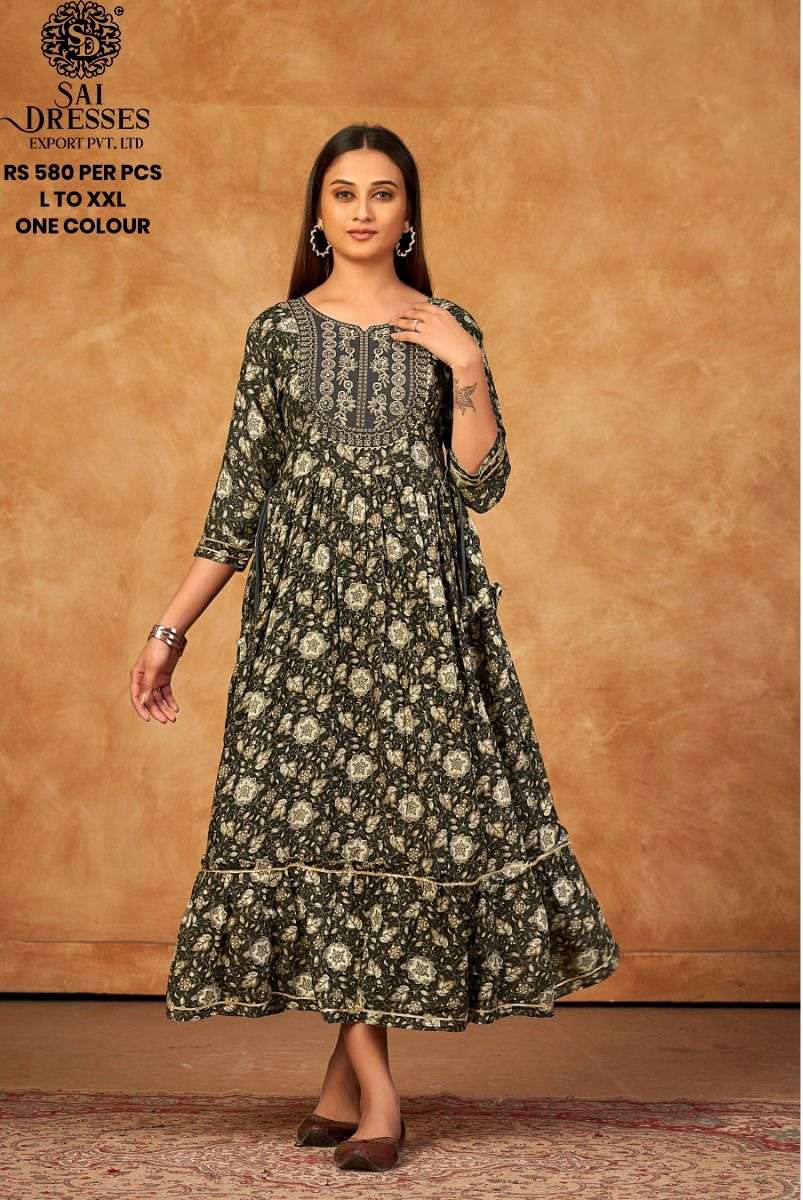 SAI DRESSES PRESENT D.NO 701 FANCY LONG DESIGNER KURTI COMBO COLLECTION IN WHOLESALE RATE IN SURAT