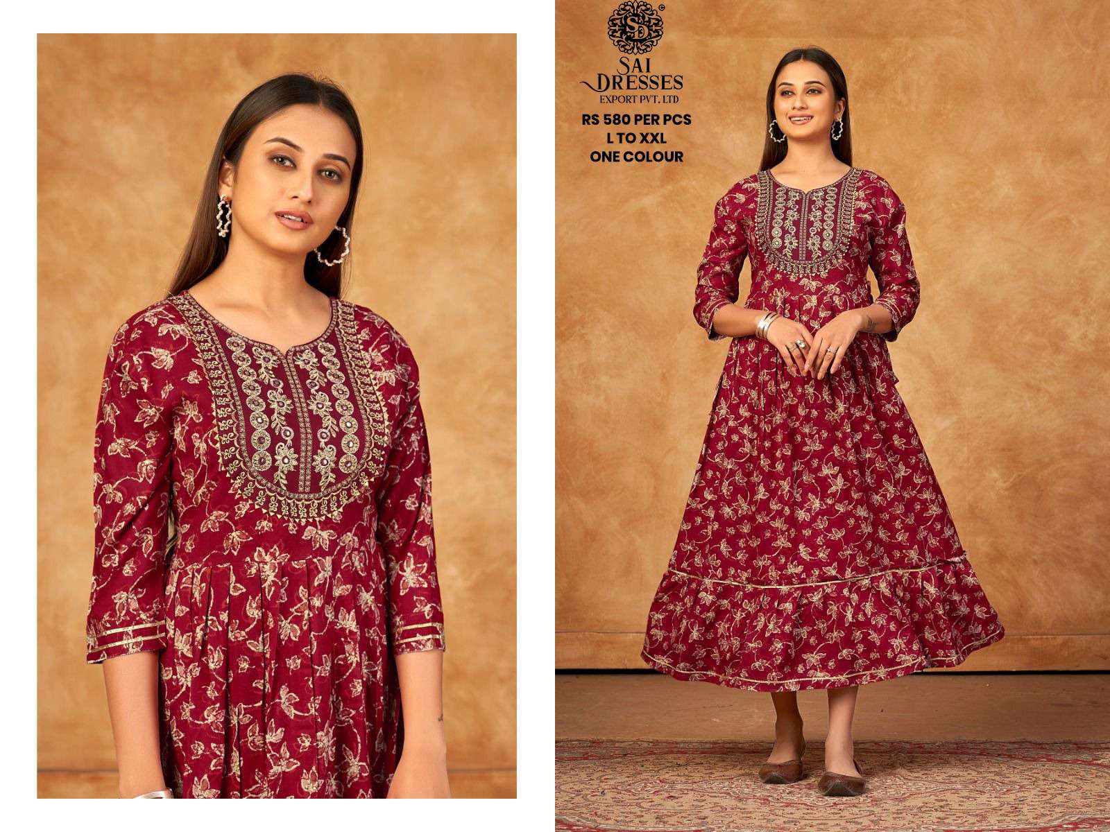 SAI DRESSES PRESENT D.NO 704 FANCY LONG DESIGNER KURTI COMBO COLLECTION IN WHOLESALE RATE IN SURAT