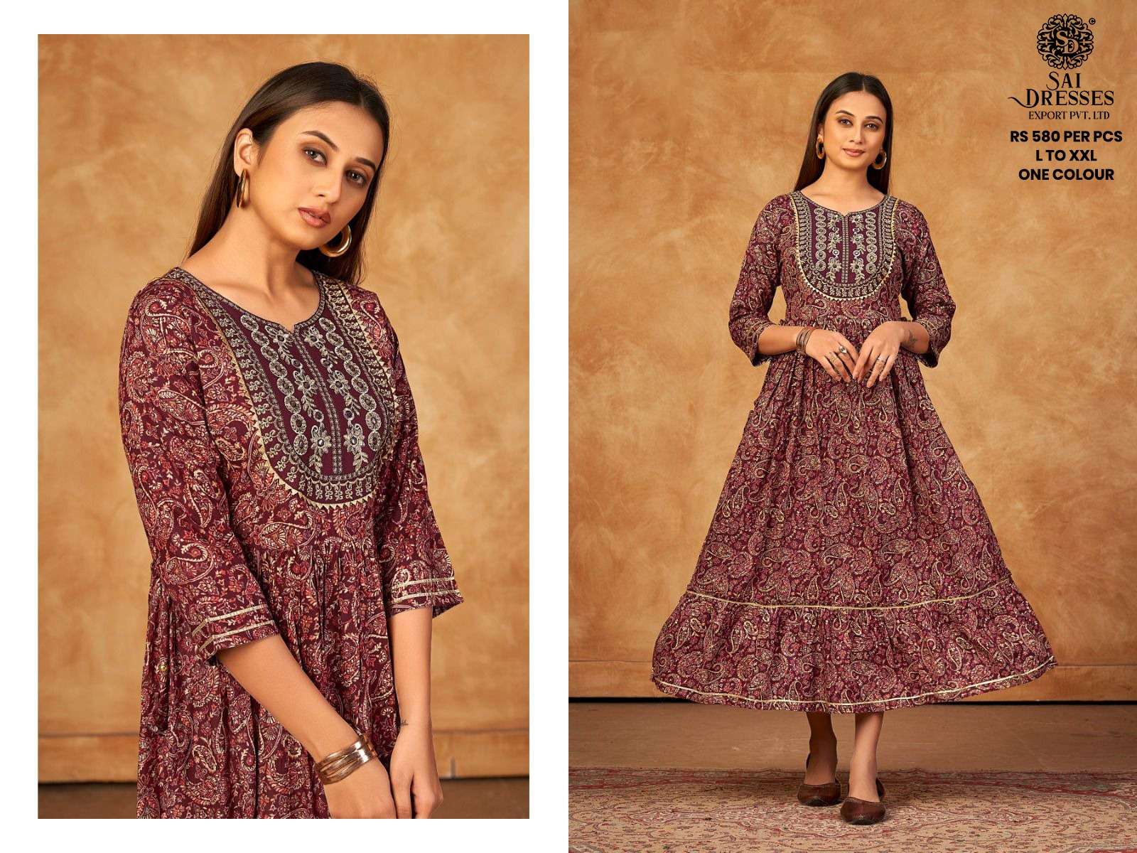 SAI DRESSES PRESENT D.NO 705 FANCY LONG DESIGNER KURTI COMBO COLLECTION IN WHOLESALE RATE IN SURAT