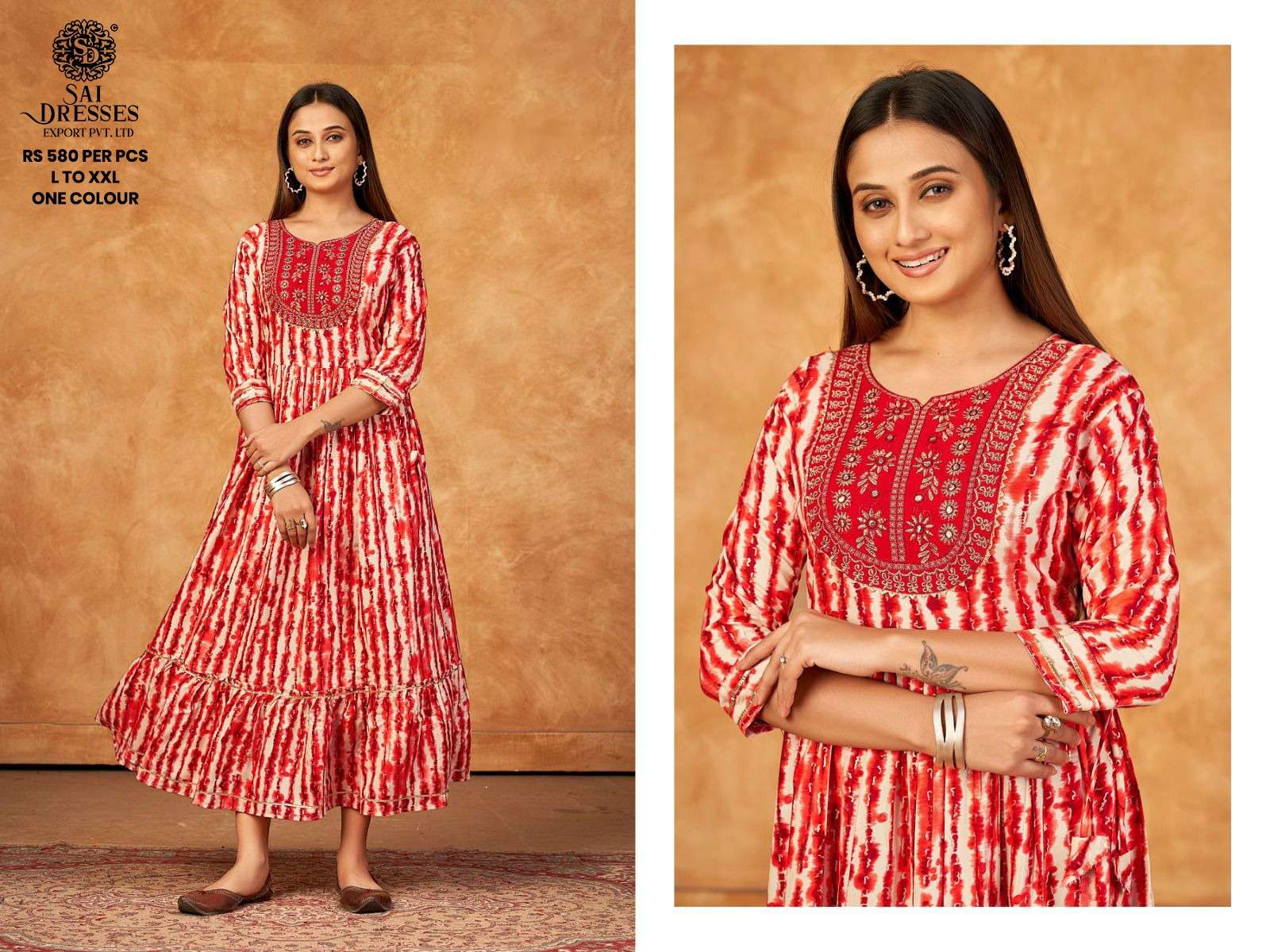 SAI DRESSES PRESENT D.NO 706 FANCY LONG DESIGNER KURTI COMBO COLLECTION IN WHOLESALE RATE IN SURAT