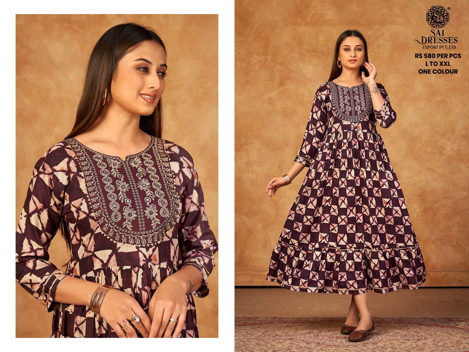 SAI DRESSES PRESENT D.NO 707 FANCY LONG DESIGNER KURTI COMBO COLLECTION IN WHOLESALE RATE IN SURAT