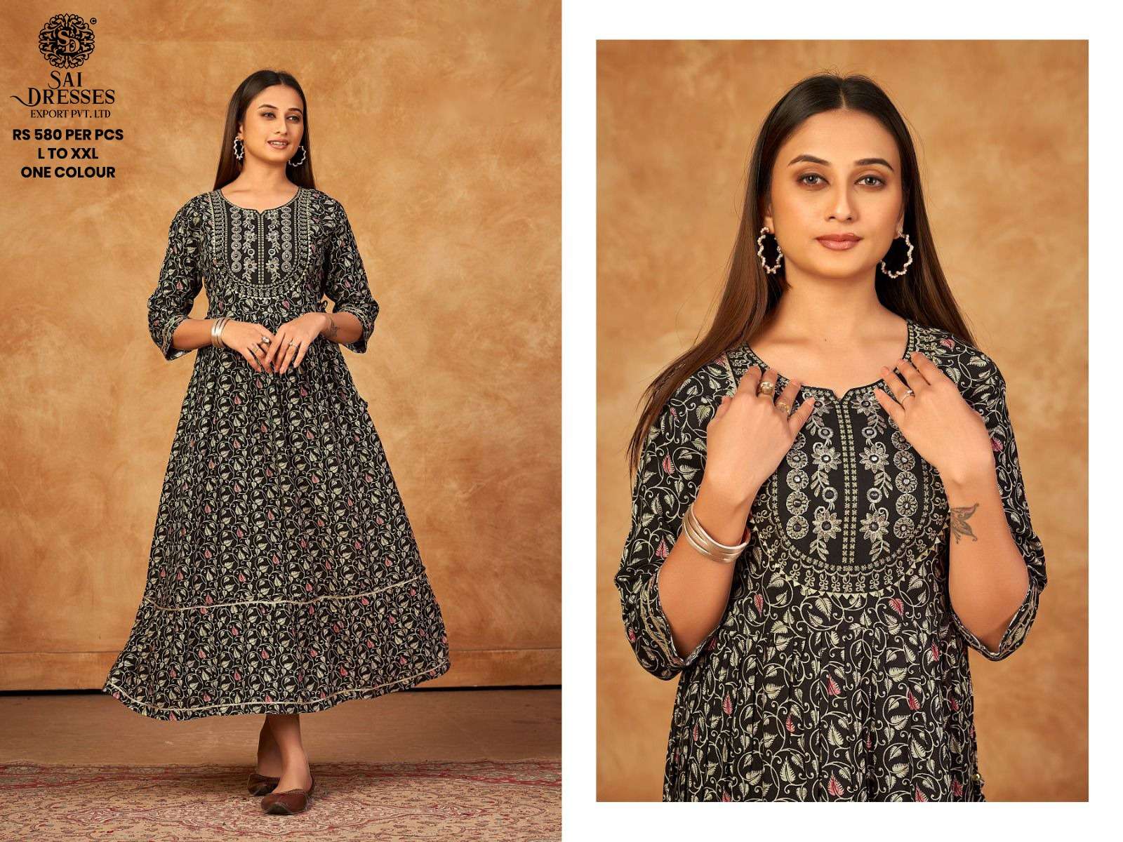 SAI DRESSES PRESENT D.NO 709 FANCY LONG DESIGNER KURTI COMBO COLLECTION IN WHOLESALE RATE IN SURAT