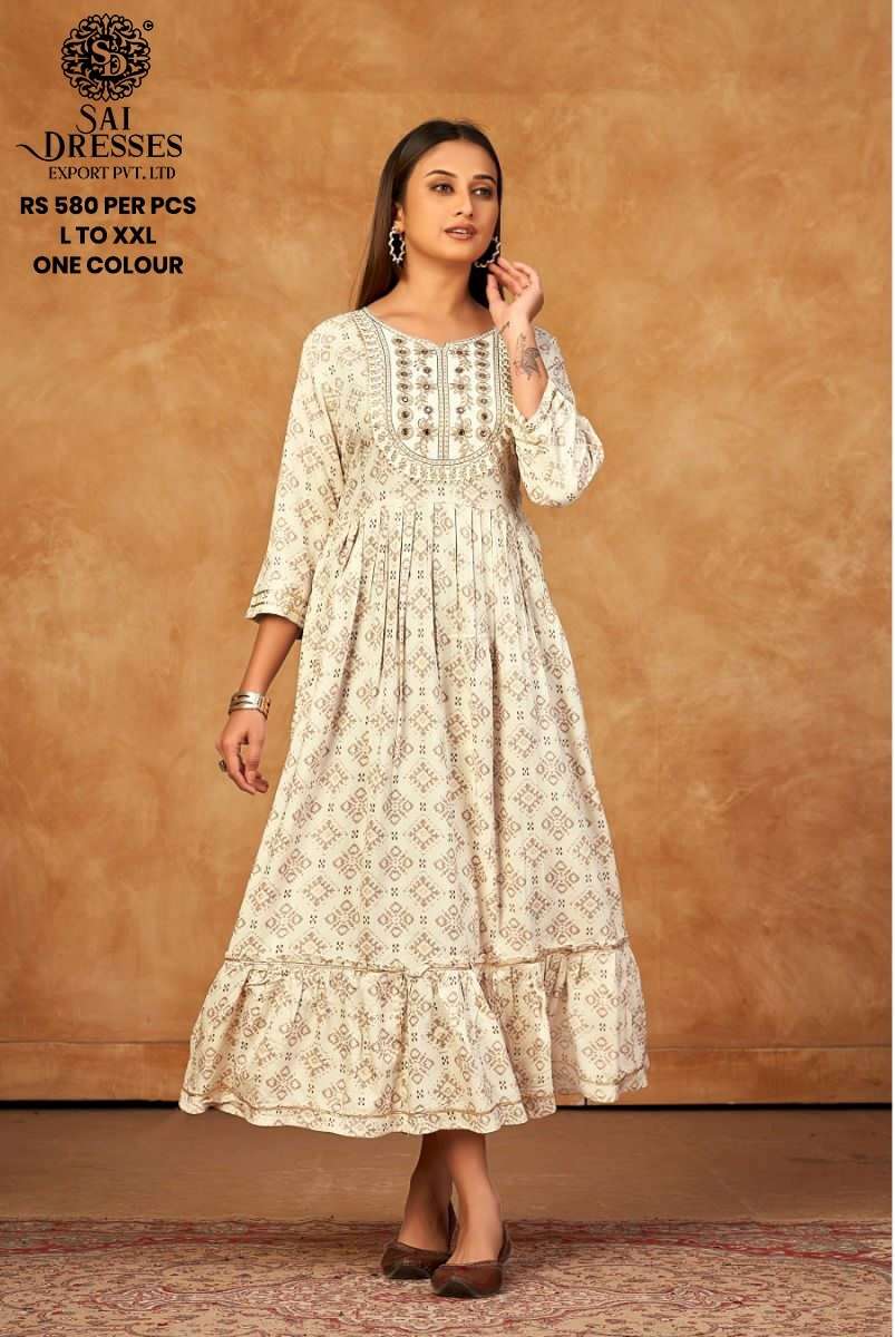 SAI DRESSES PRESENT D.NO 710 FANCY LONG DESIGNER KURTI COMBO COLLECTION IN WHOLESALE RATE IN SURAT