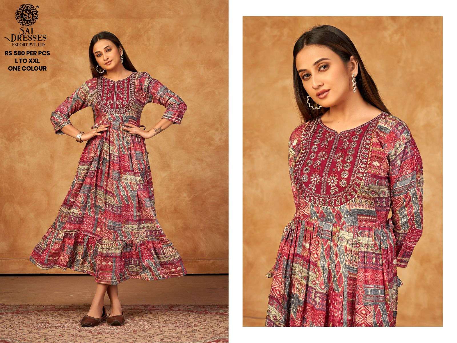 SAI DRESSES PRESENT D.NO 712 FANCY LONG DESIGNER KURTI COMBO COLLECTION IN WHOLESALE RATE IN SURAT