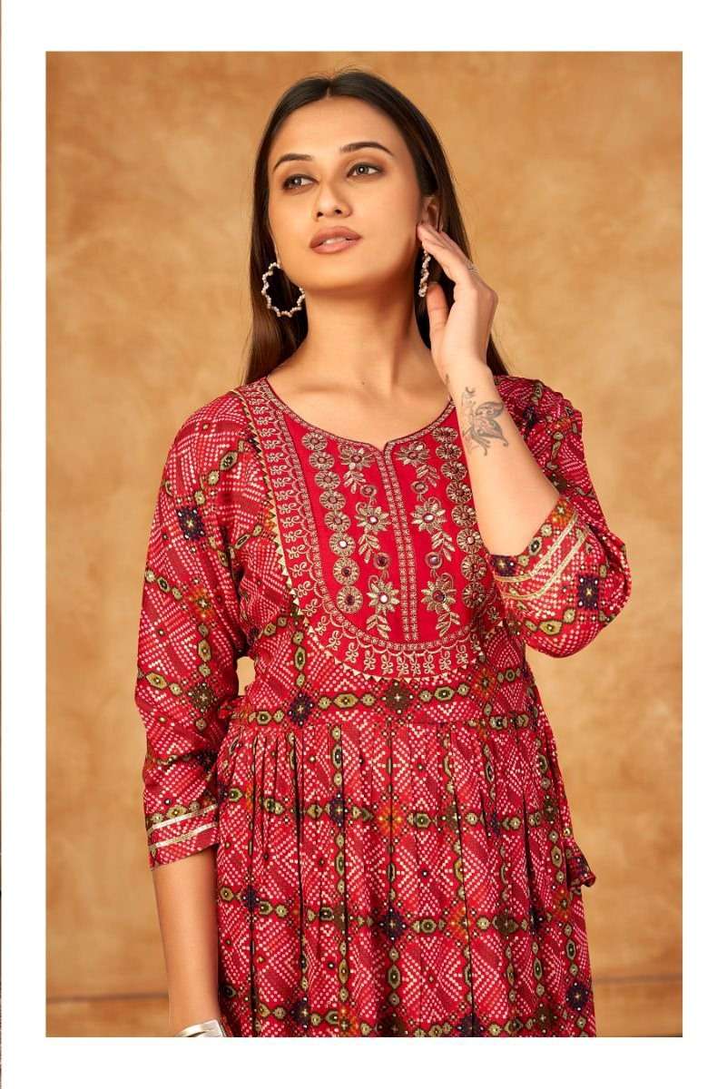 SAI DRESSES PRESENT D.NO 713 FANCY LONG DESIGNER KURTI COMBO COLLECTION IN WHOLESALE RATE IN SURAT