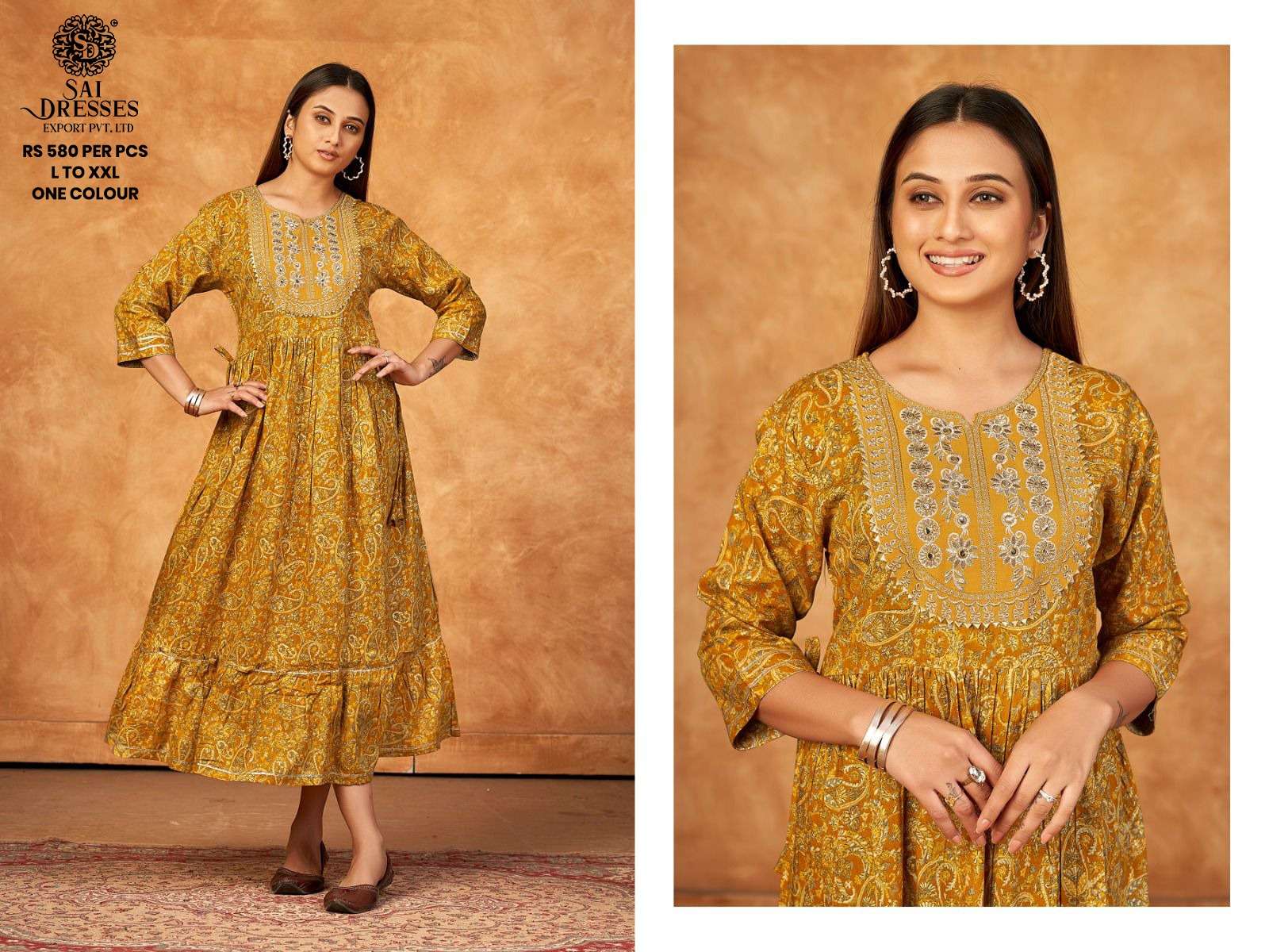 SAI DRESSES PRESENT D.NO 714 FANCY LONG DESIGNER KURTI COMBO COLLECTION IN WHOLESALE RATE IN SURAT