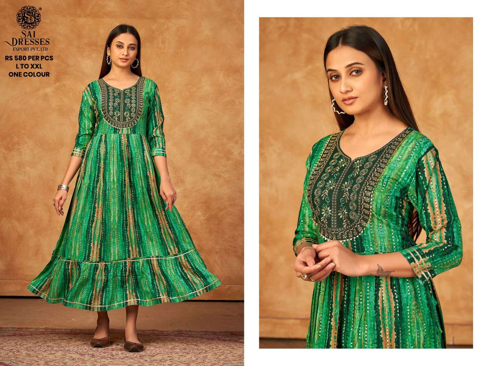 SAI DRESSES PRESENT D.NO 715 FANCY LONG DESIGNER KURTI COMBO COLLECTION IN WHOLESALE RATE IN SURAT