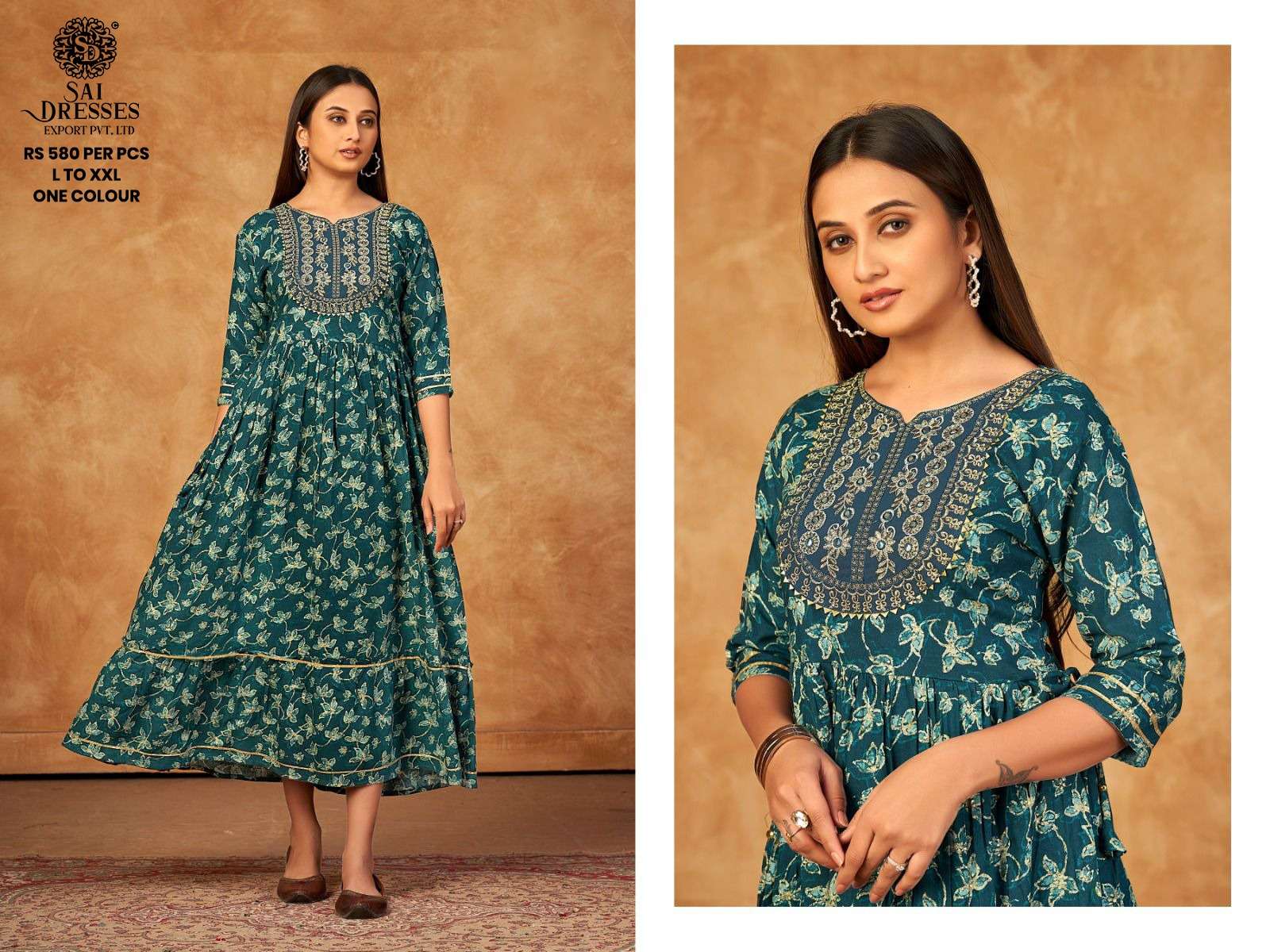 SAI DRESSES PRESENT D.NO 718 FANCY LONG DESIGNER KURTI COMBO COLLECTION IN WHOLESALE RATE IN SURAT