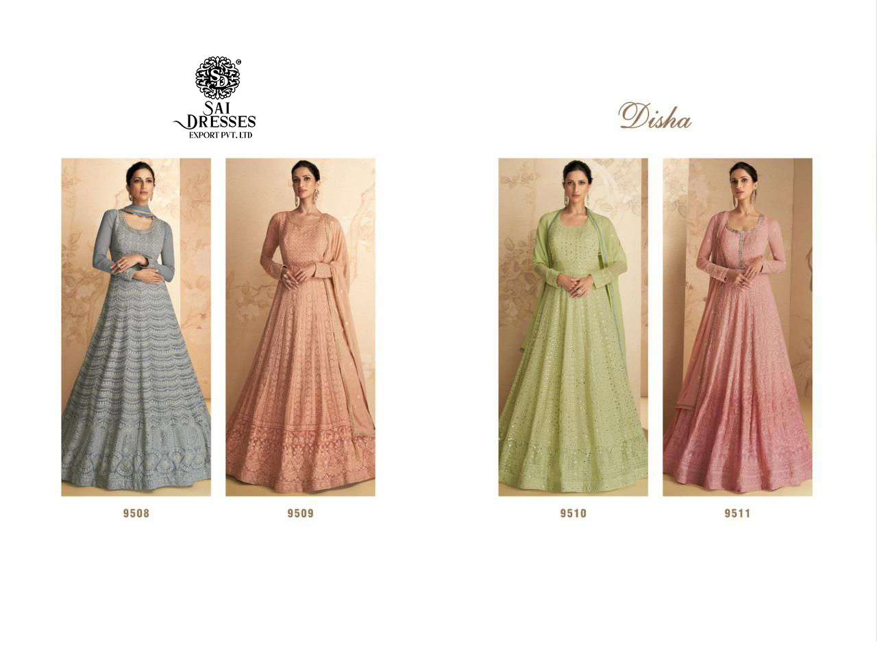 SAI DRESSES PRESENT DISHA READYMADE LONG GOWN STYLE PARTY WEAR DESIGNER COLLECTION IN WHOLESALE RATE IN SURAT