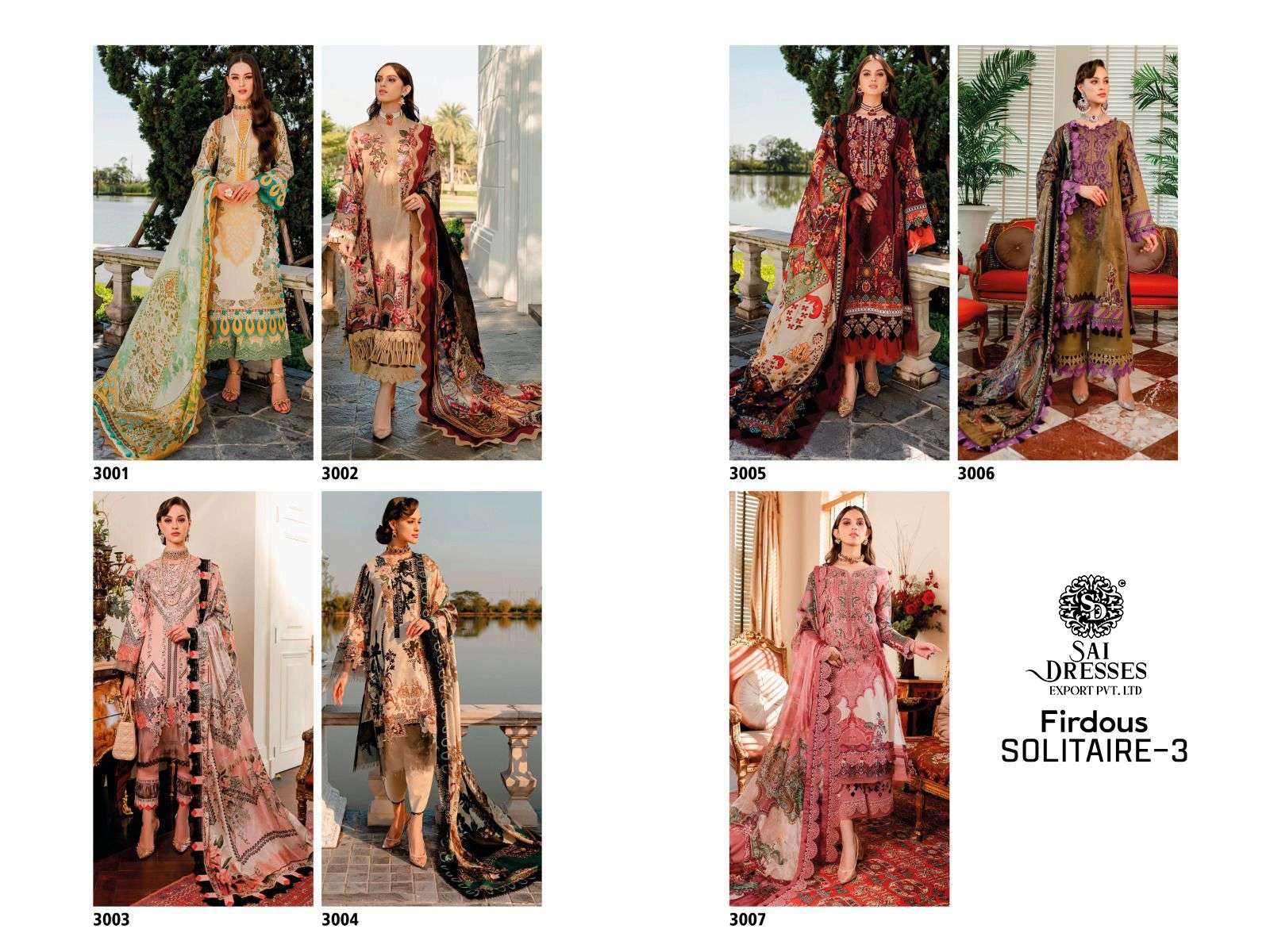 SAI DRESSES PRESENT FIRDOUS SOLITAIRE VOL 3 EXCLUSIVE PURE COTTON SUMMER WEAR PAKISTANI SALWAR SUITS IN WHOLESALE RATE IN SURAT