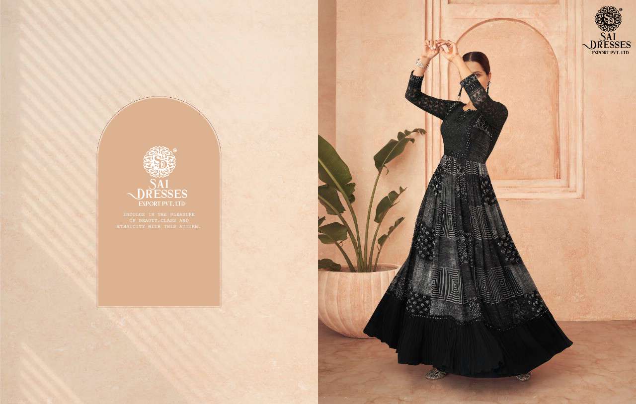 SAI DRESSES PRESENT FLORAL READYMADE PARTY WEAR LONG GOWN STYLE DESIGNER SUITS IN WHOLESALE RATE IN SURAT