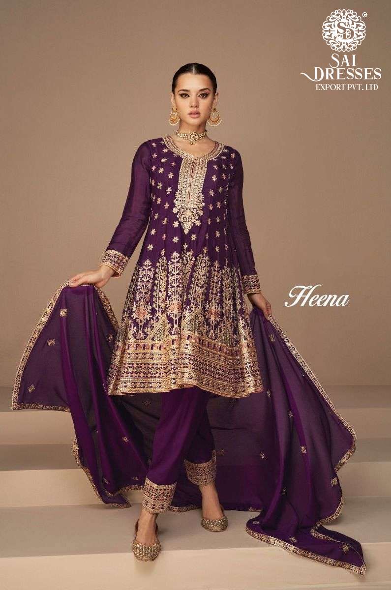 SAI DRESSES PRESENT HEENA READYMADE PARTY WEAR FANCY DESIGNER SUITS IN WHOLESALE RATE IN SURAT
