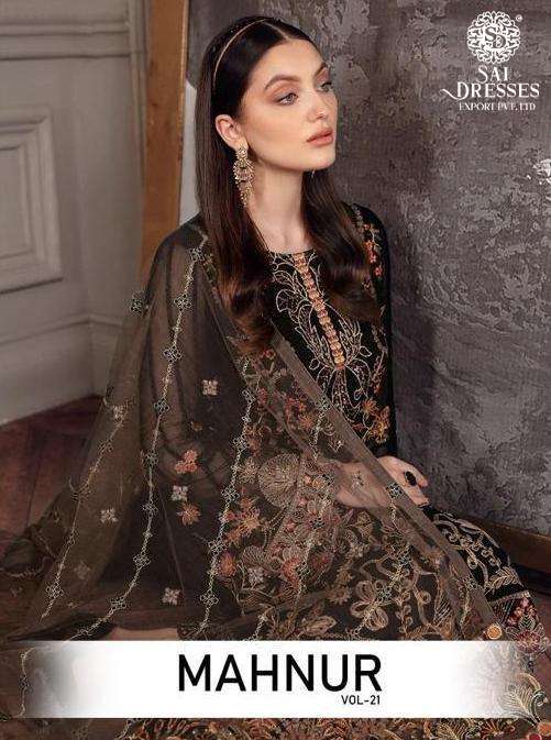 SAI DRESSES PRESENT MAHNUR VOL 21 SEMI STITCHED PARTY WEAR PAKISTANI DESIGNER SUITS IN WHOLESALE RATE IN SURAT