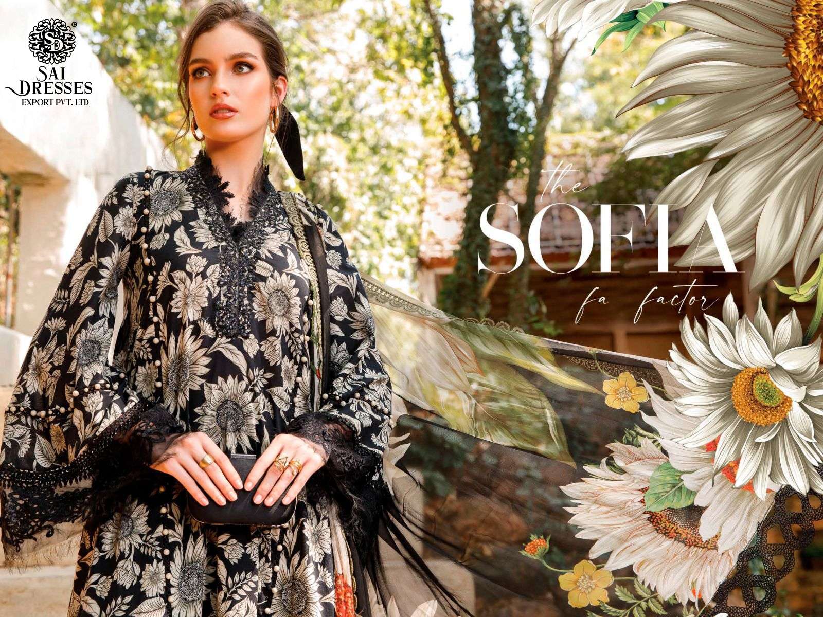 SAI DRESSES PRESENT MARIA B M PRINTS SPRING SUMMER 23 PURE COTTON PATCH EMBROIDERED PAKISTANI DESIGNER SUITS IN WHOLESALE RATE IN SURAT