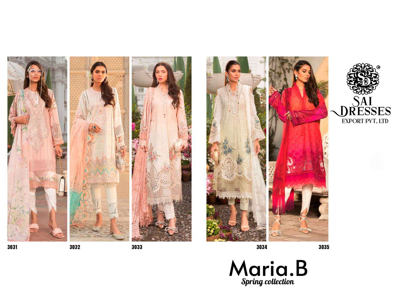 SAI DRESSES PRESENT MARIA B SPRING COLLECTION SUMMER WEAR DESIGNER PAKISTANI SUITS IN WHOLESALE RATE IN SURAT