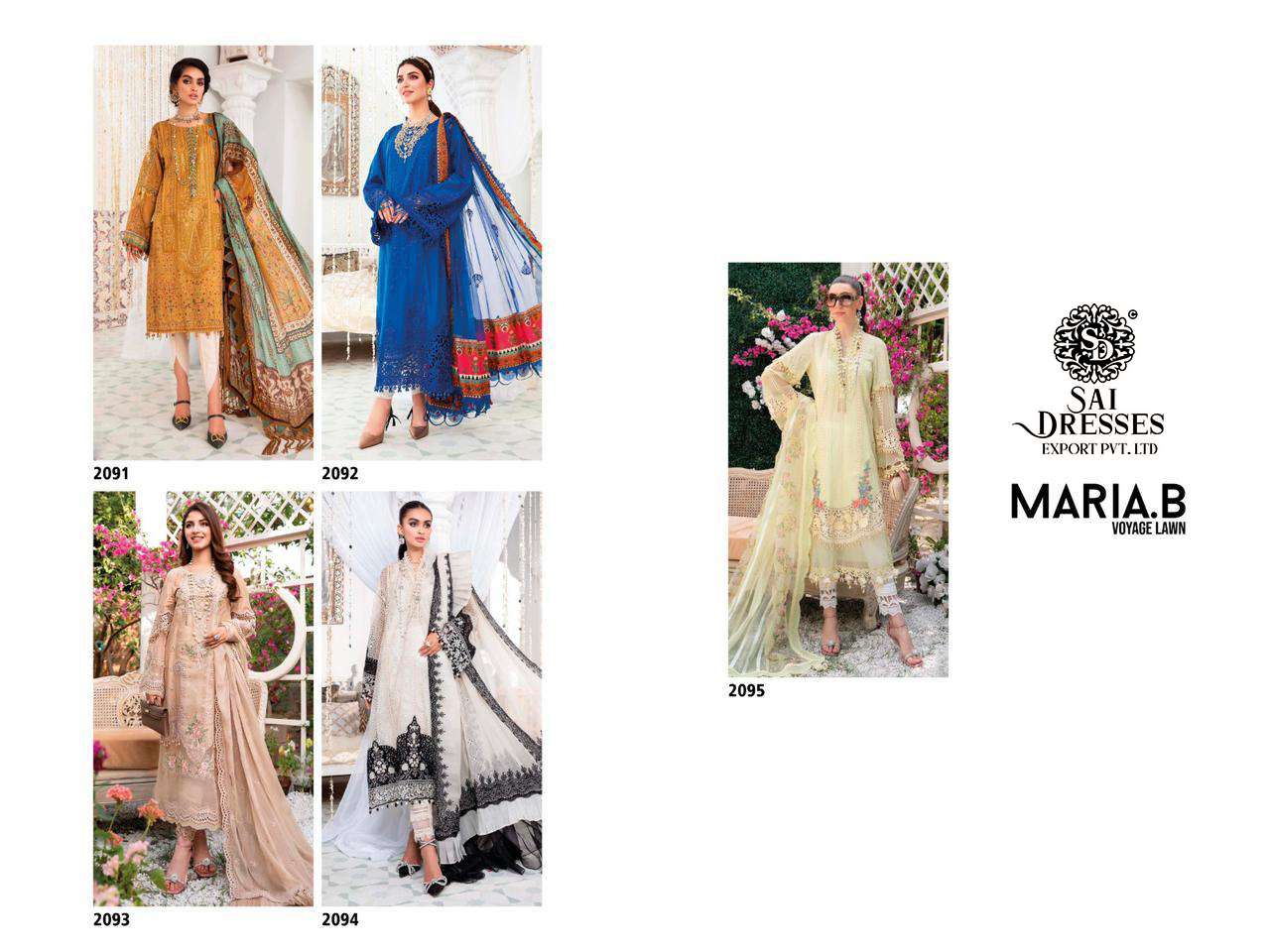 SAI DRESSES PRESENT MARIA B VOYAGE LAWN HEAVY EMBROIDERED PURE COTTON PAKISTANI SUMMER COLLECTION IN WHOLESALE RATE IN SURAT 