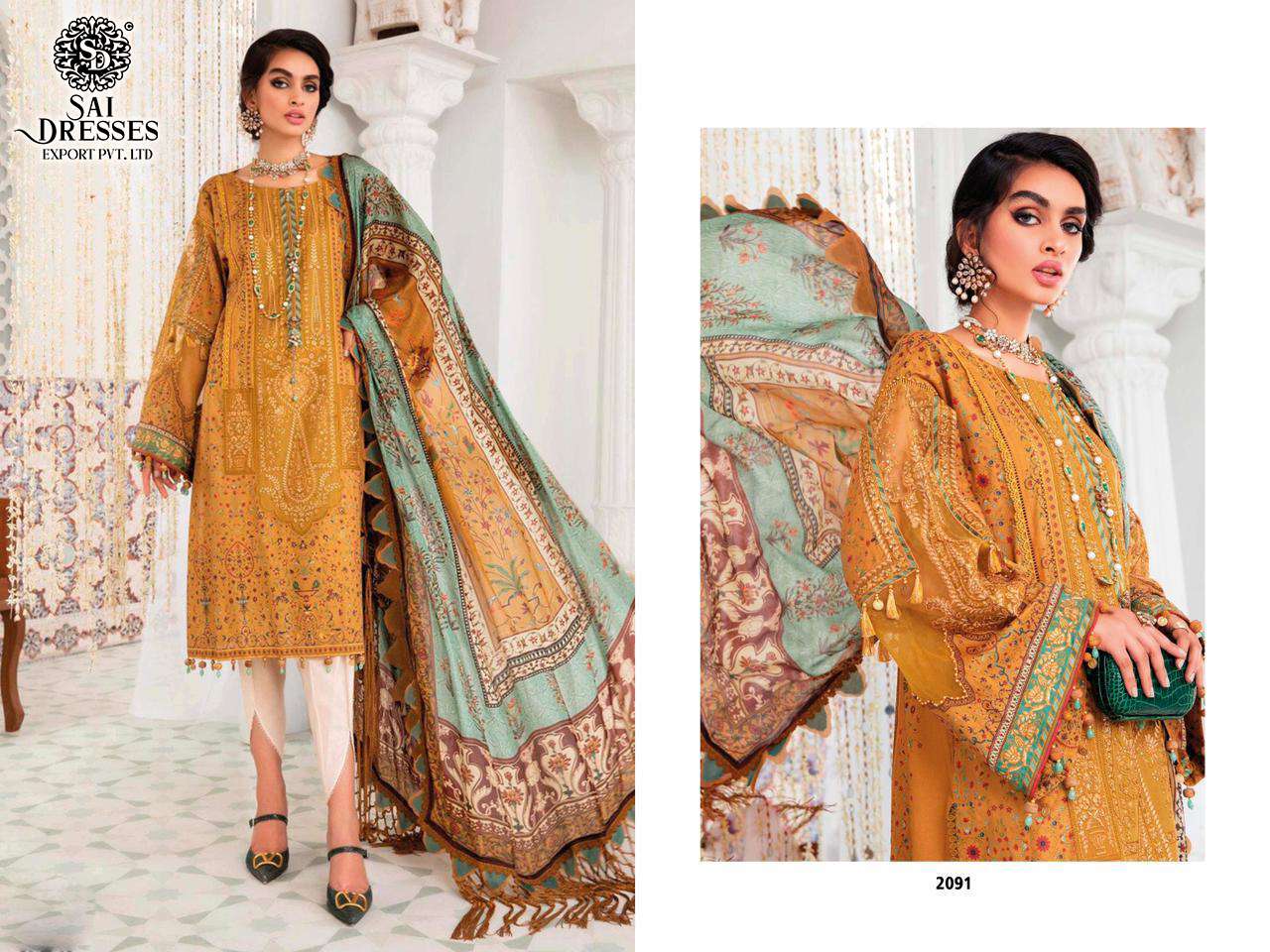 SAI DRESSES PRESENT MARIA B VOYAGE LAWN HEAVY EMBROIDERED PURE COTTON PAKISTANI SUMMER COLLECTION IN WHOLESALE RATE IN SURAT 