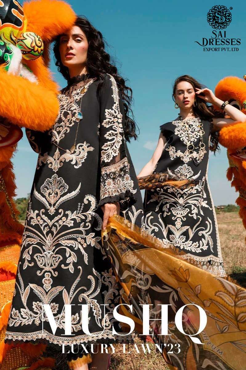SAI DRESSES PRESENT MUSHQ LUXURY LAWN 23 CAMBRIC COTTON DESIGNER PAKISTANI SUMMER  COLLECTION IN WHOLESALE RATE IN SURAT