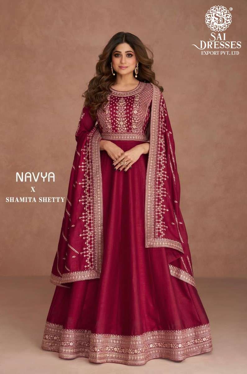 SAI DRESSES PRESENT NAVYA READYMADE WEDDING WEAR DESIGNER SUITS IN WHOLESALE RATE IN SURAT