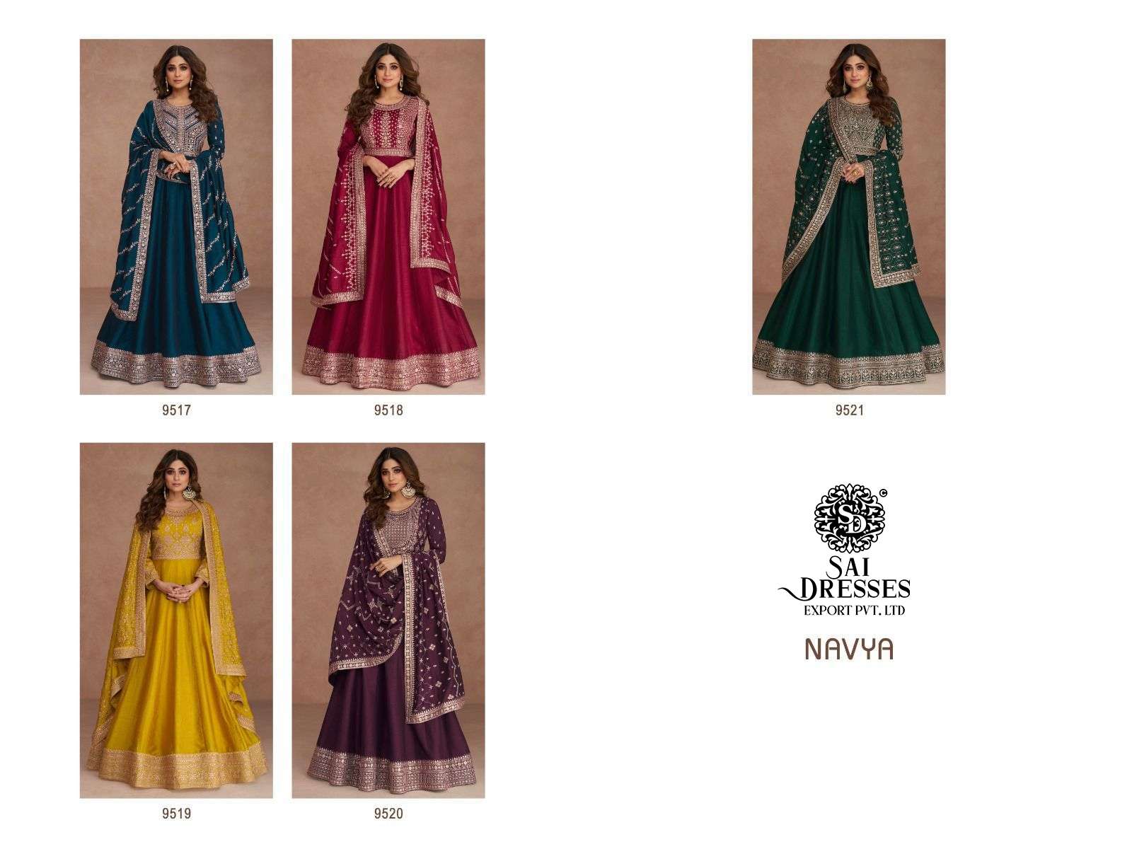 SAI DRESSES PRESENT NAVYA READYMADE WEDDING WEAR DESIGNER SUITS IN WHOLESALE RATE IN SURAT