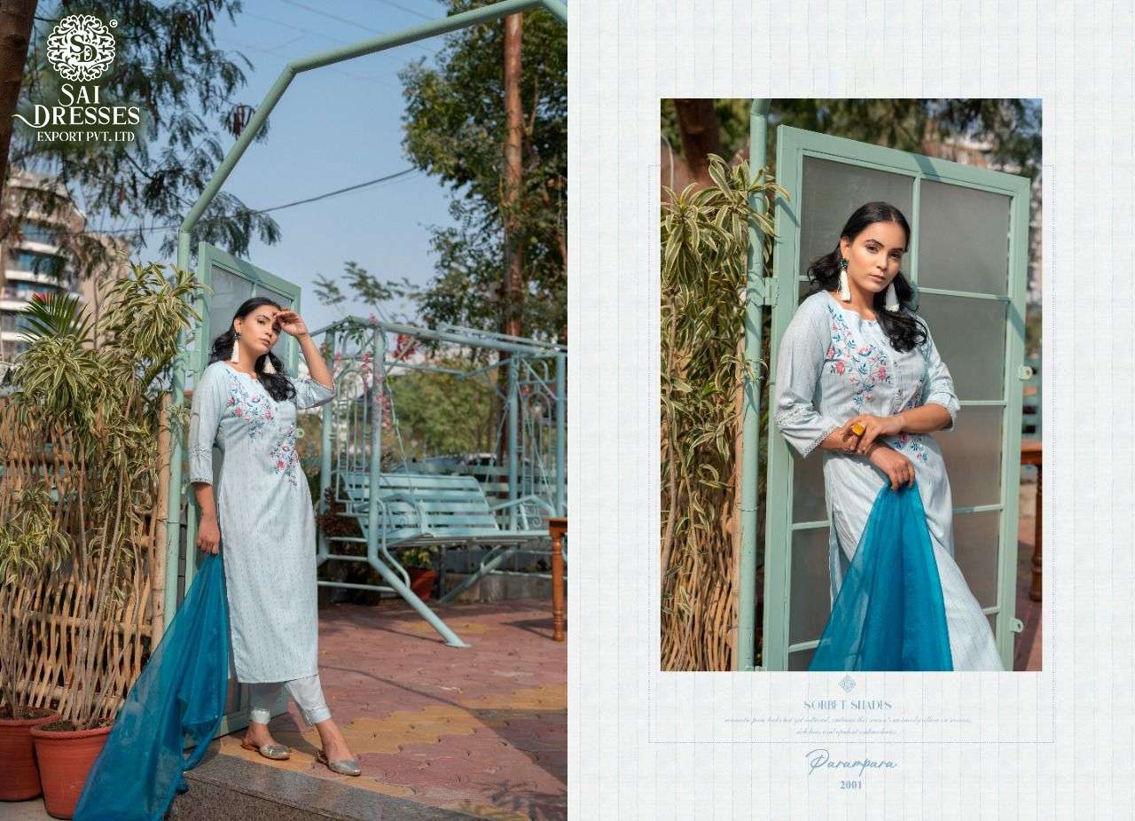 SAI DRESSES PRESENT PARAMPARA VOL 3 READY TO SUMMER WEAR PANT STYLE DESIGNER SUITS IN WHOLESALE RATE IN SURAT 